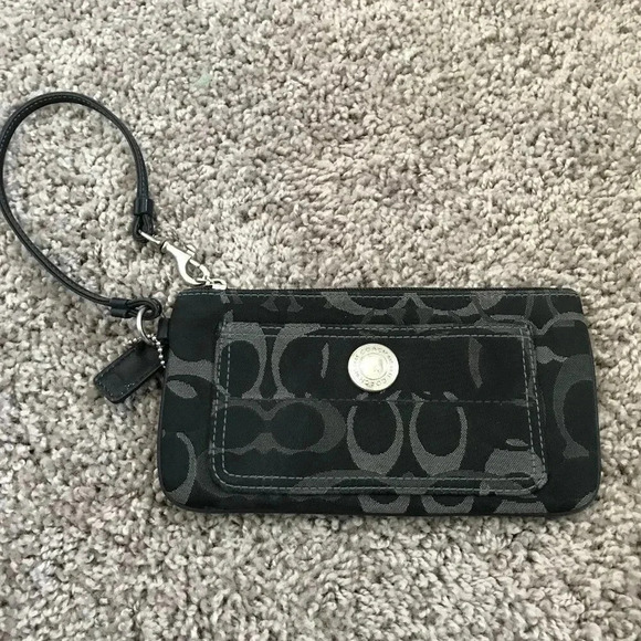 Coach Black Signature Wristlet - Picture 1 of 7